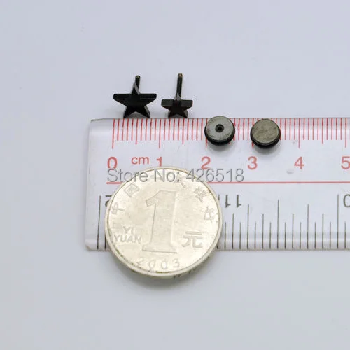 Мужские серьги-гвоздики в стиле панк из титановой стали с пятиконечной звездой