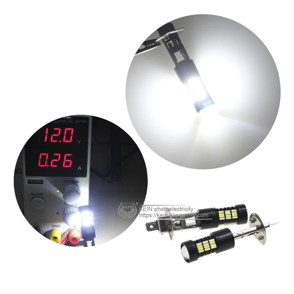 KEIN 2pcs Super Bright H1 led fog light 54smd car Lights 4014 Daytime Running DRL auto Vehicle External lights Day Driving 12V | Автомобили