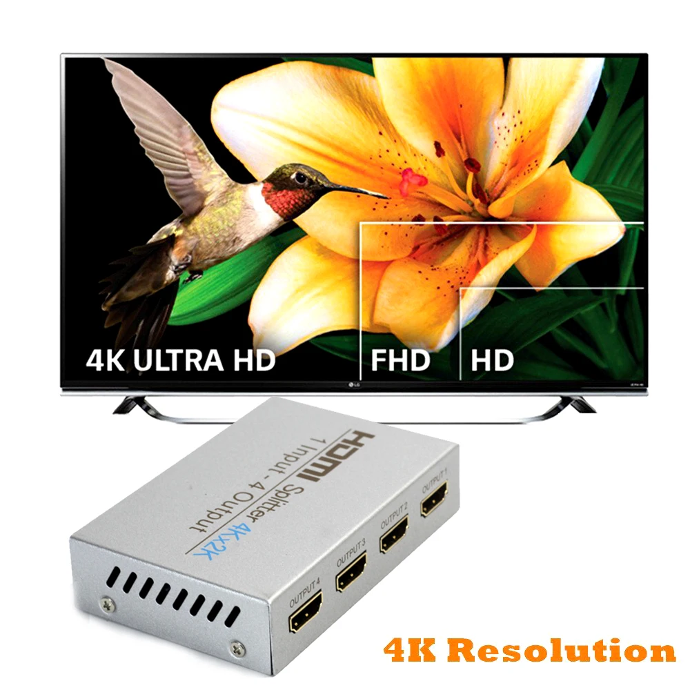 AIXXCO 4 K HDMI Splitter видео Full HD 1080 p коммутатор 1X2 1X4 двойной Дисплей для HDTV DVD PS3 Xbox|Кабели