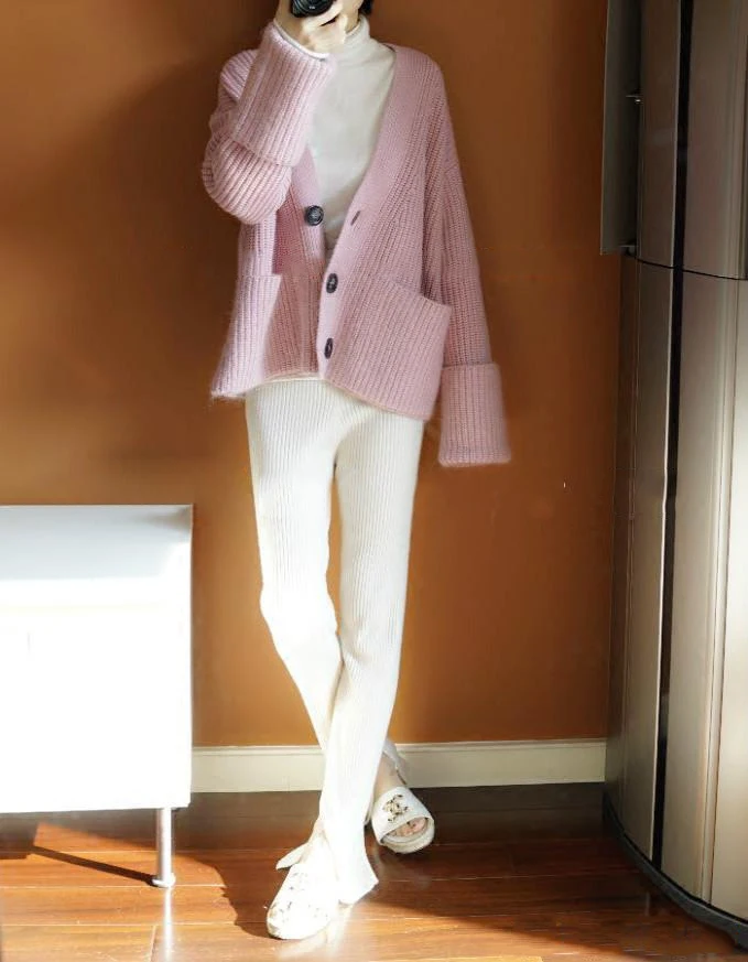 Women Sweaters Cashmere and Wool Jackets Woman Cardigans 2019 New Fashion Loose style Knitwear Solid Standard Tops |