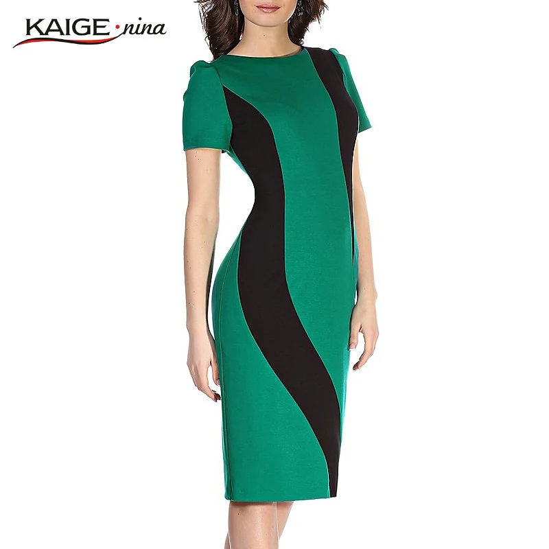 Kaige. Nina/новое платье простое с короткими рукавами украшенное круглым воротником