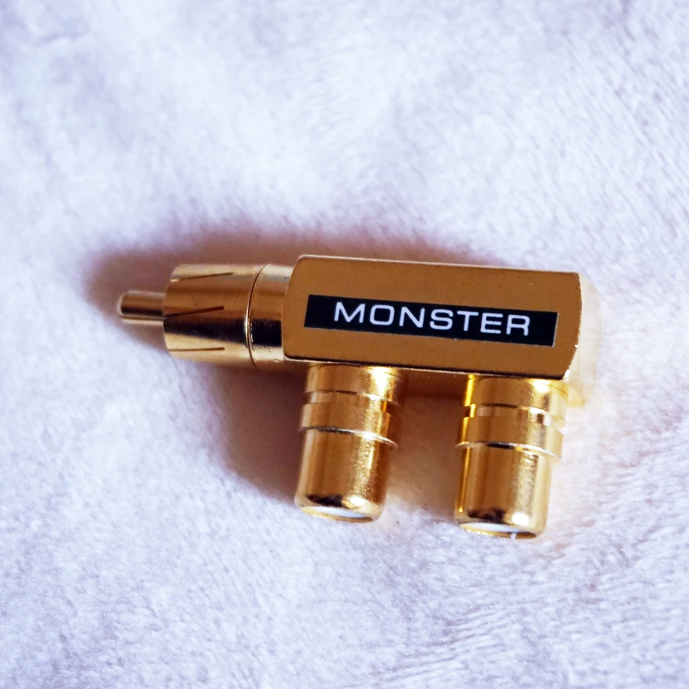 Позолоченный аудио сплиттер AV переходник RCA 1 штекер на 2 гнездо F