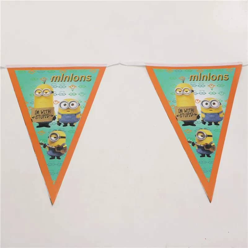 10 шт./линия Гадкий я Миньоны мультфильм бумажные флажки украшения в виде флагов