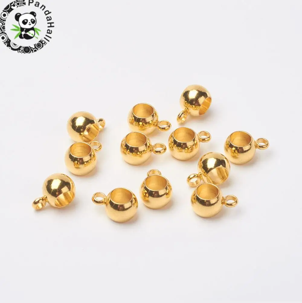 50pcs 304Stainless Steel Hanger Links Bail Beads fit European Chain Rondelle Stainless Color 5x9x6mm Hole: 1mm and 4mm | Украшения и