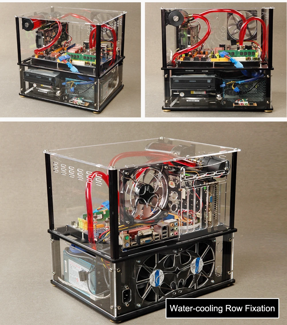 QDIY PC-D008S цветной горизонтальный ATX прозрачный ПК с водяным охлаждением акриловый чехол для компьютера