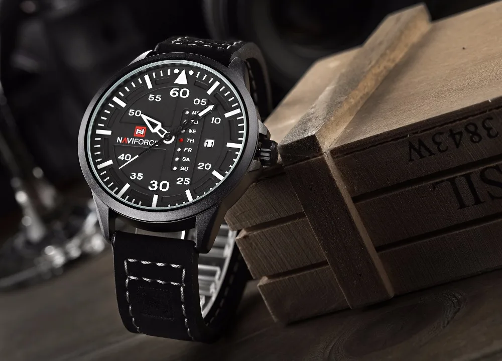 Naviforce Элитный бренд военный кварцевые часы мужские Hour Clock спортивные кожаные Наручные часы Relogio Masculino