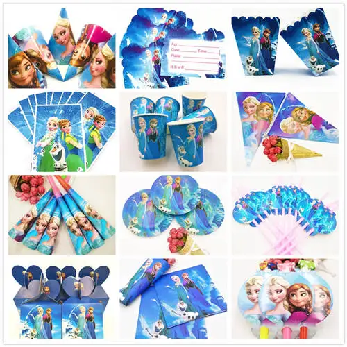 elsa and anna 132 шт./лот с героями мультфильма «Моана»; украшения, товары для вечеринки малышей Evnent "Человек-паук" Вечерние поставки на день рождения наборы посуды вечерние свадебные сувениры - Цвет: elsa and anna
