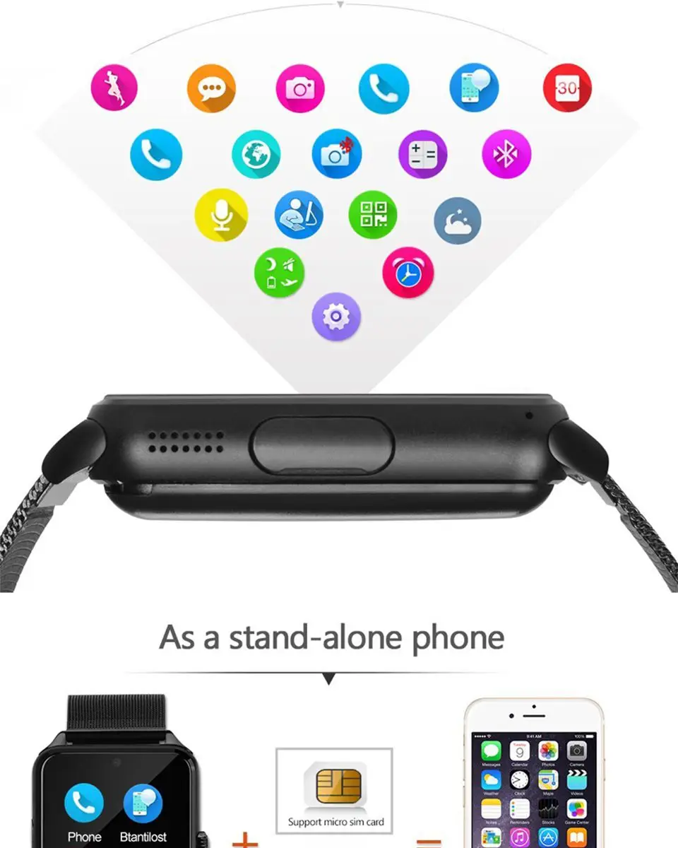 Смарт-часы Z60 для мужчин и женщин, поддержка SIM/TF карты, металлические Bluetooth наручные часы, модные деловые наручные часы для Apple, Android Phone
