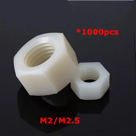 

1000pcs M2 M2.5 Nylon Hexagon Nuts Metric Machine Nut Insulation Hex Nuts