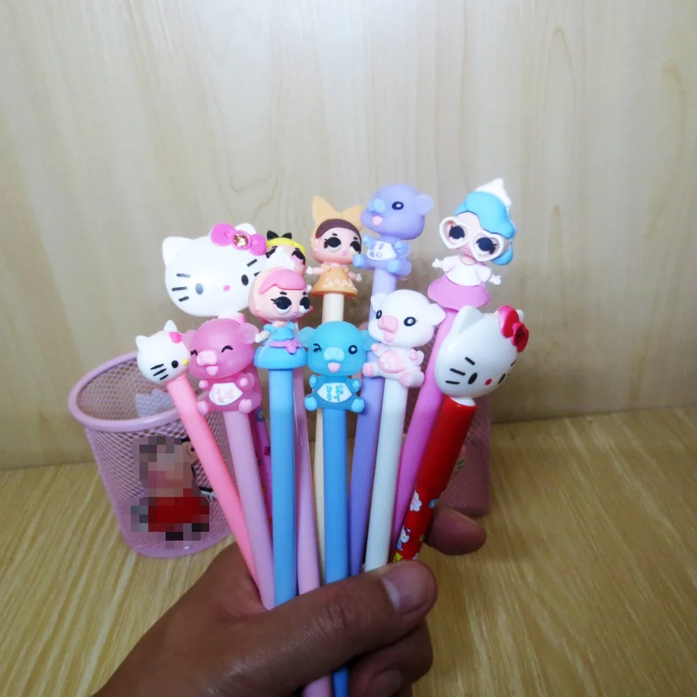 12 шт./компл. новинка мультяшная стерео кукла Hello Kitty и Pig baby0 5 мм гелевая ручка