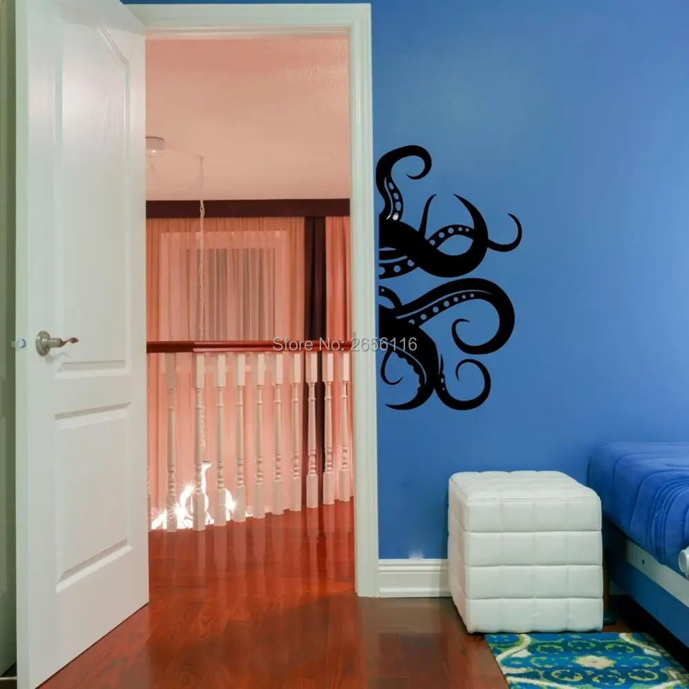 Осьминог Наклейка на стену виниловая наклейка щупальца рыба глубокое море океан