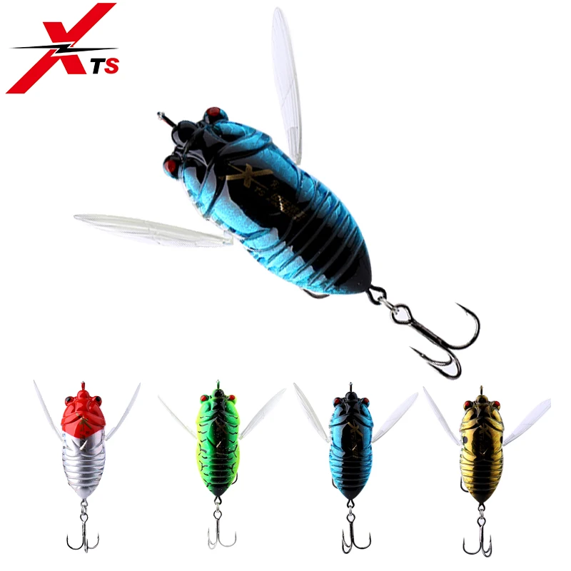 XTS Fishing Lure 40mm 5.5g/55mm 12g Wobblers Artificial Cicada 4 Colors Crankbait 3D Eyes Floating With Strong Hooks 5276 | Спорт и