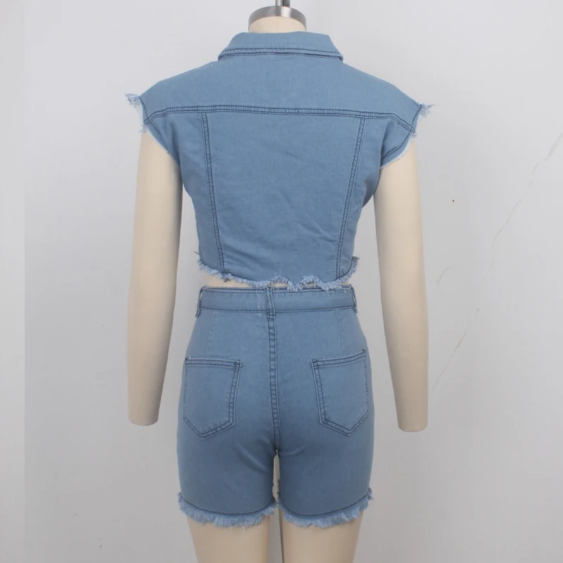 Комплект из 2 предметов джинсовая куртка костюм короткий топ однобортная