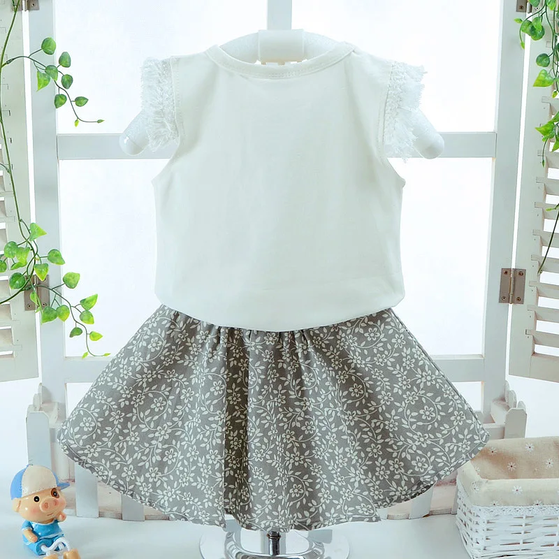 Детская одежда летний комплект одежды для маленьких девочек футболка с бантом +