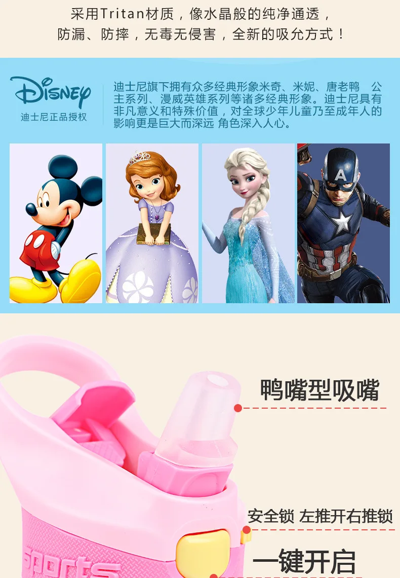 500 мл Детские стаканчики с соломинкой Тритан Бутылочки для питья Микки Минни портативные стаканчики для воды Марвел для школы