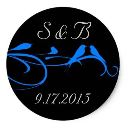 

1.5inch Wedding Set - Flourish - Blue Bird Classic Round Sticker