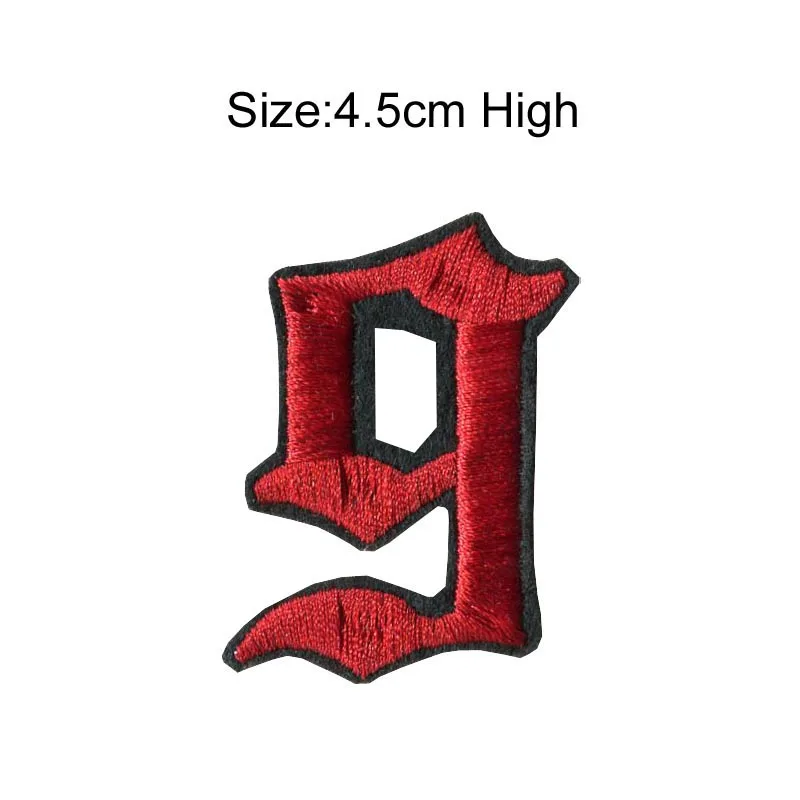 9 red black patch 1 шт., высота 4,5 см, 0-9, черный, красный, черный, золотой, металлические Цифры, Смешанные Вышитые нашивки, Пришивные железные бейдж-украшения для одежды - Цвет: 9 red black patch