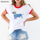 Крутая хипстерская футболка с таксой акварелью, женская летняя модная женская футболка, красивая Повседневная футболка для девушек, художественный дизайн с милой собакой