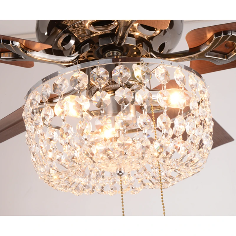 Euignis Crystal Ceiling Fan Iron Modern Nordic Retro Plafondventilatoren Met Verlichting Loft Moderne Plafond Ventilator | Лампы и