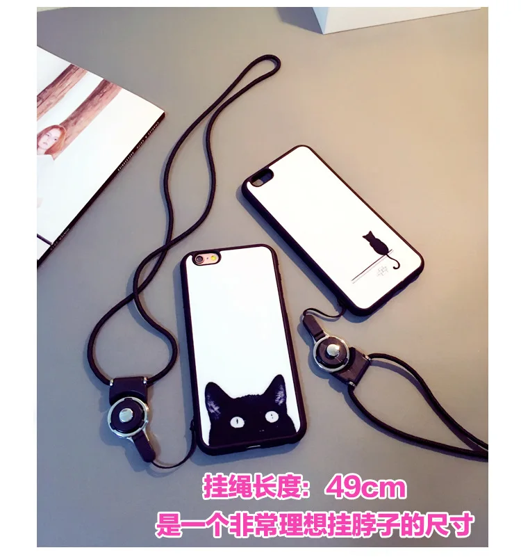 Повесить веревку падение следующие из мягкой резины Soft Shell ТПУ пары для iphone 6 S 7