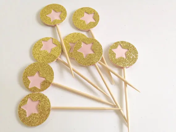 

glitter bling stars Party Cupcake Appetizer toppers Engagement Bachelorette birthday Wedding Bridal Shower food picks