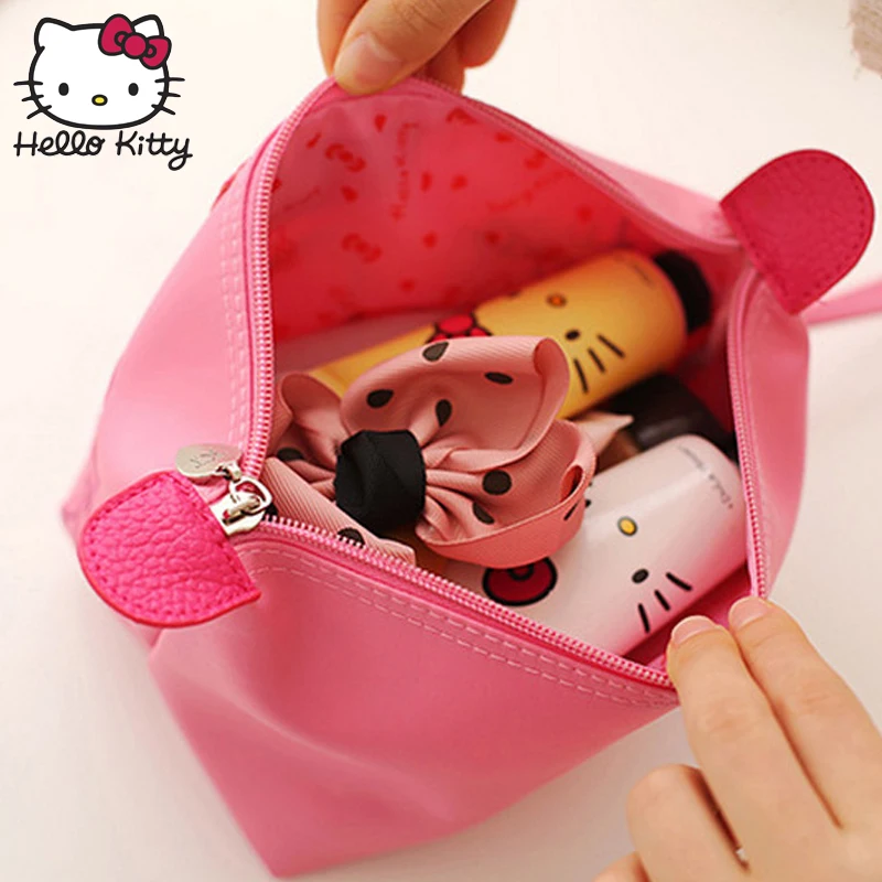 Hello kitty, Женская мультяшная Милая косметичка, сумочка для путешествий, чехол для мытья, плюшевый Кошелек, для девочек, моющаяся, красивая, удобная, на запястье, сумка для макияжа, для девушек