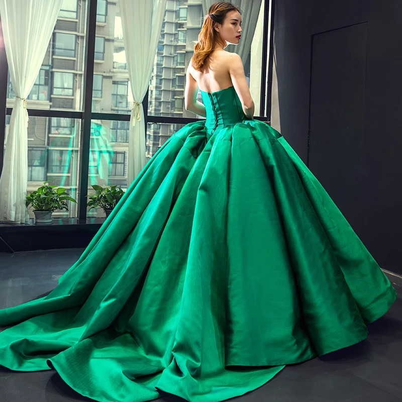 J66858 Jancember зеленое платье Quinceanera 2020 атласные бальные платья без бретелек для