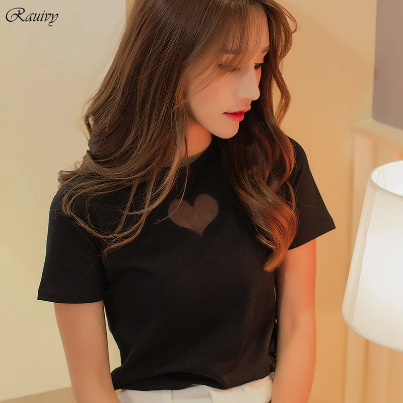 Харадзюку Одежда Женская Корейская летняя 2019 Сексуальная Вышивка Любовь Топы с