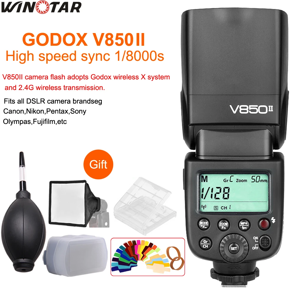 Godox V850II GN60 2 4G Беспроводная система X литий ионная батарея Flash Speedlite для камеры Canon