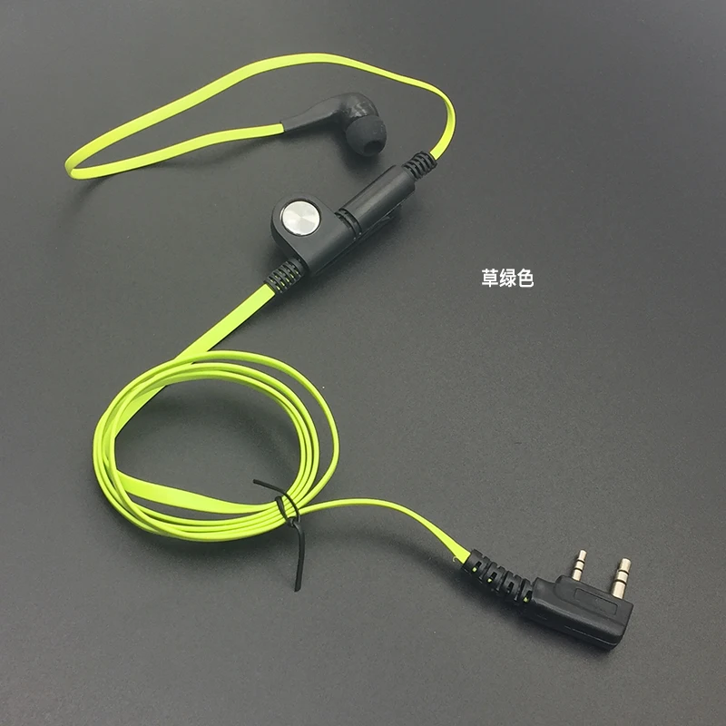 10X красочные walkie talkie вкладыши стиль плоский провод наушника с толчок (ptt) микрофон.