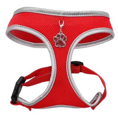 Red and Paw Tag Мягкий дышащий жилет для собак и удостоверения личности в виде лапы, Светоотражающий Жилет для маленьких, средних и больших собак, кошек, 3 цвета, нагрудный ремень - Цвет: Red and Paw Tag