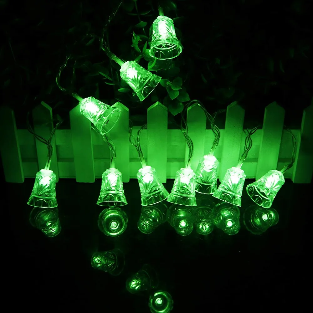 Bell Christmas tree Led String lamp 120CM 10leds color night light Powered by battery Festival Lantern party birthday decor HQ | Лампы и