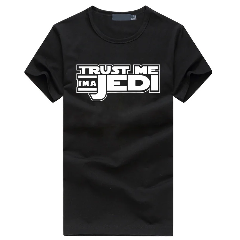 Летняя забавная уличная черная футболка в стиле хип-хоп homme STAR WAR Trust Me I'm a Jedi, Мужская футболка, модная брендовая одежда для фитнеса - Цвет: black