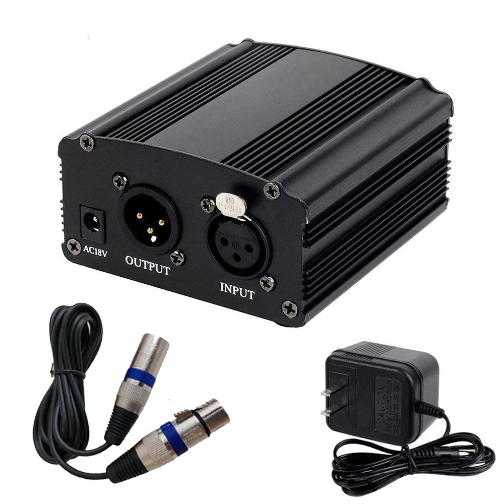 OGV 48 В фантомный источник питания с одним XLR аудио кабелем и AC110V 220 в ЕС адаптер для конденсаторного микрофона Запись голоса