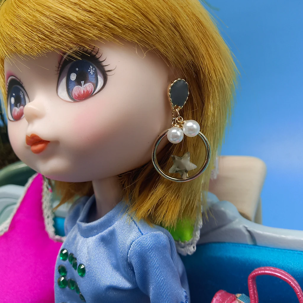 Стильные 1/6 BJD 12 дюймовые кукольные серьги для девочек, серьги-капли, сделай сам, ювелирные изделия для куклы Blythe, наряды, аксессуары для одежды, 2 штуки