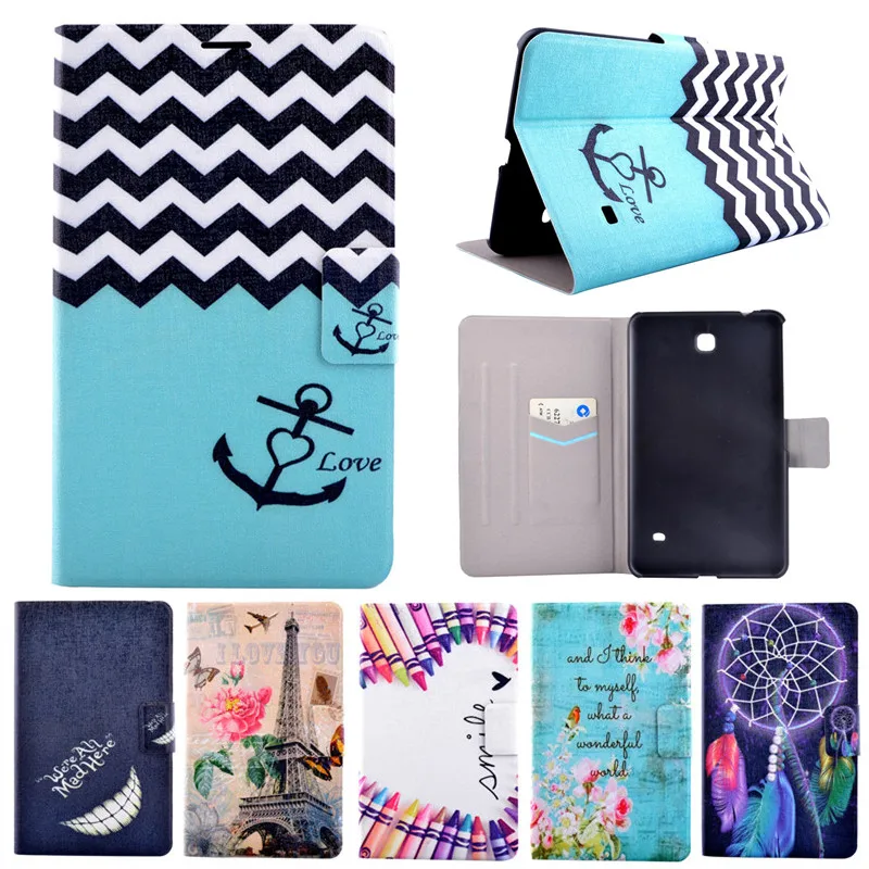 Мультяшный флип чехол из искусственной кожи с цветочным рисунком чехлы для Samsung