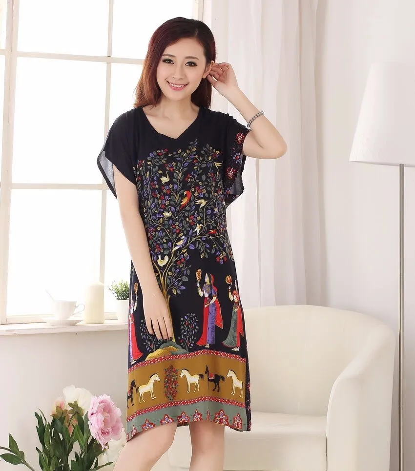 Новое поступление китайский женский хлопковый Халат Yukata Ночная сорочка Топы один размер цветок Nuisette Pijama Mujer X34026
