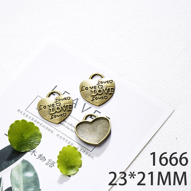 

23*21mm 10pcs Heart Alloy Pendant For Diy Jewelry Making 2 Colors Antique Silver Antique Bronze No.1666