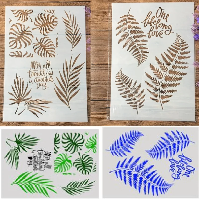 

2Pcs A4 Big Leaves DIY Craft Layering Stencils Painting Scrapbooking Stamping Embossing Album Paper Template