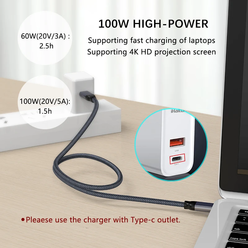 IHaitun роскошный 100 Вт кабель типа C для type C 5A QC 3,0 4,0 USB 3,1 Gen2 10 Гбит/с быстрое зарядное устройство быстрый 4K HD кабель type-C USB QC3.0 QC4.0 PD 20V 5A Поддержка проекции экрана Передача данных Телефон