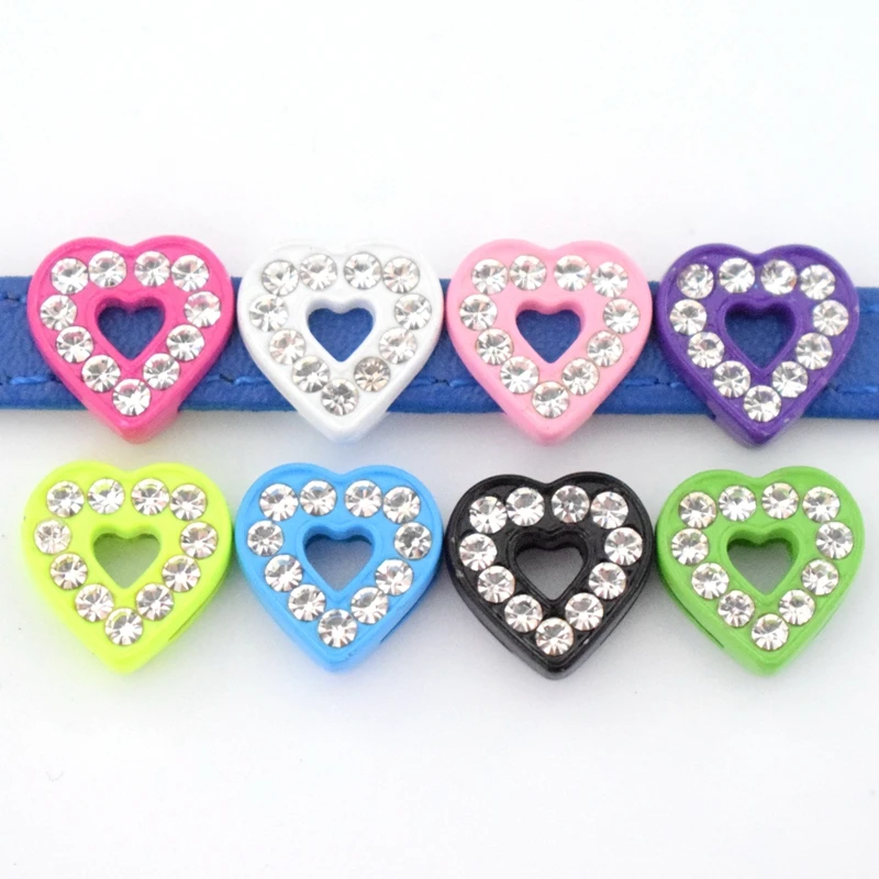 8 мм отверстие спрей Окрашенные сердца слайд амулеты скользящие бусины DIY