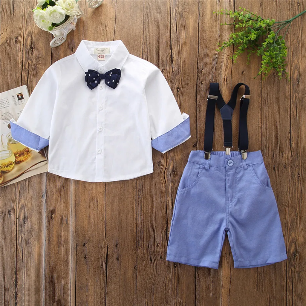 

2019 Fashion Summer Toddler Baby Kids Boys Leaf Letter Tops Solid Short Pants Set Clothes