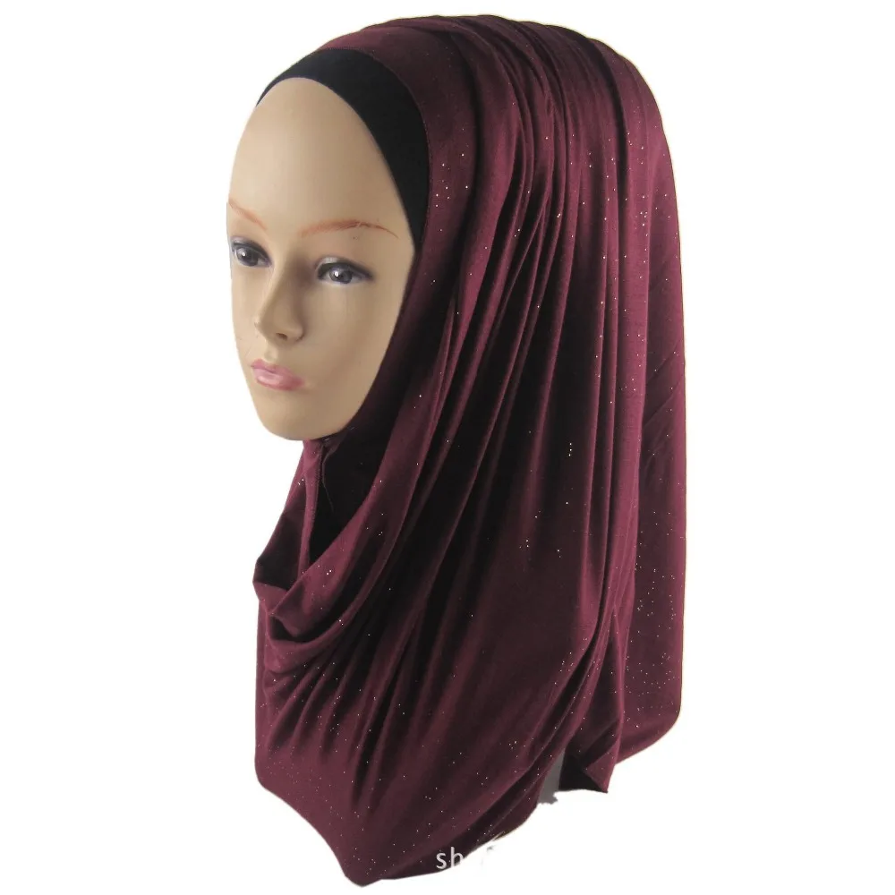 H1264a мягкий Модала эластичный джерси длинный шарф с блестит shimmer платок wrap
