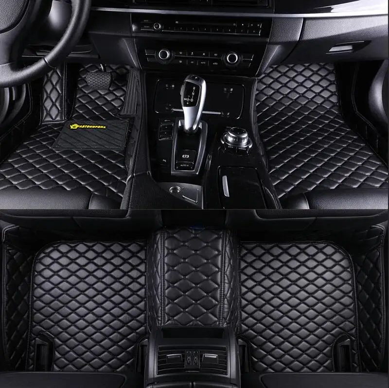 Автомобильные кожаные Коврики для Lexus LS, RX, NX, LX, IS, HS, GX, ES, CT, GS 2000- аксессуары для интерьера Водонепроницаемый 3D автомобильный коврик - Название цвета: black-black