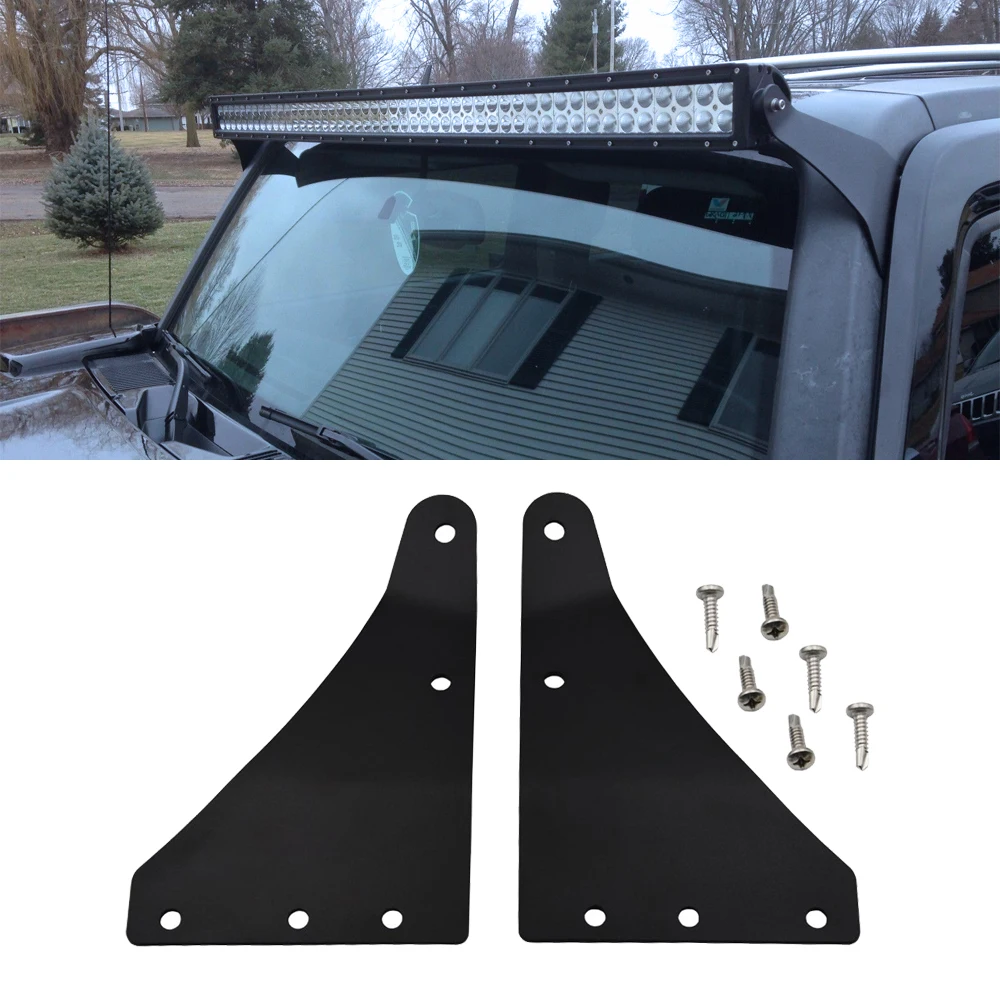Upper Windshield 52 inches Straight or Curved LED Light Bar Mount Brackets Fits Hummer H3 (2006-2010) H3T (2009-2010)