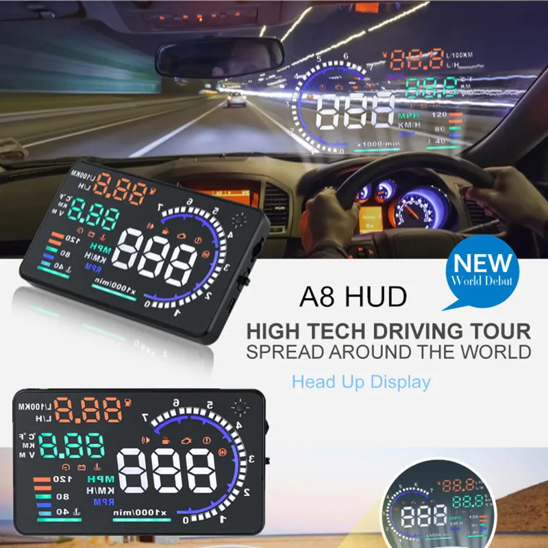 Высококачественная 5 дюймовая Автомобильная HUD система отображения освещенности