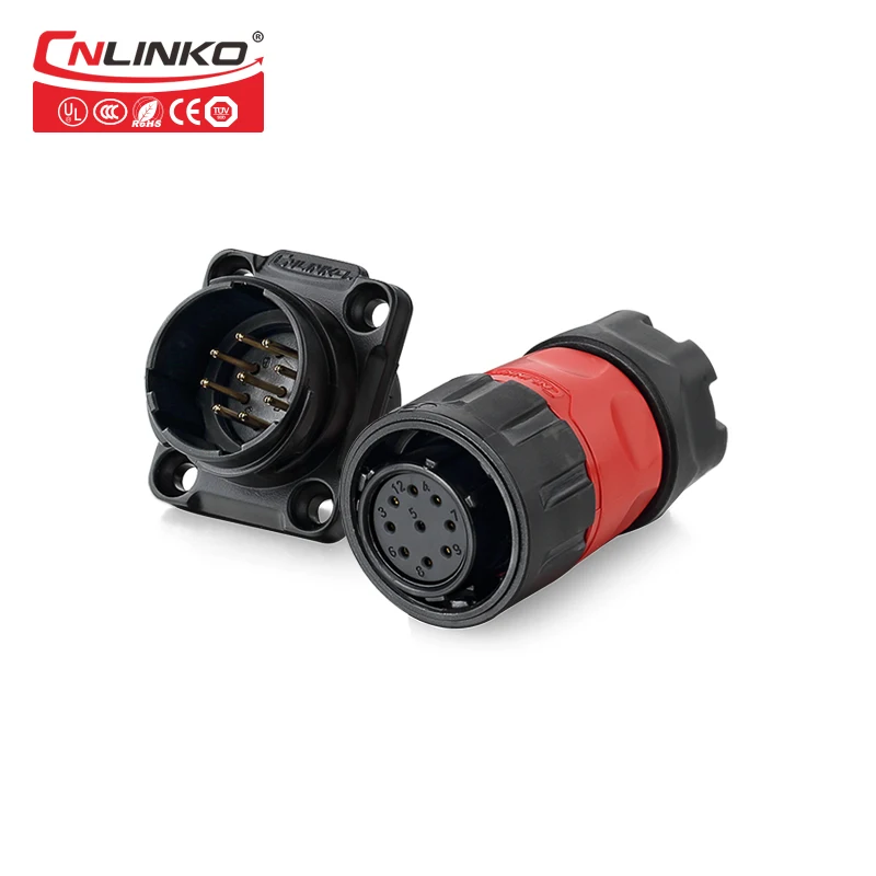 CNLINKO M20 2/3/4/9 pin кабель Электронный провод для восхождения на борт пластиковое Панель крепление, работающего на постоянном токе 12 В/AC 5-20A Водонепроницаемый IP67 разъем 1/4 штык - Цвет: 9Pin