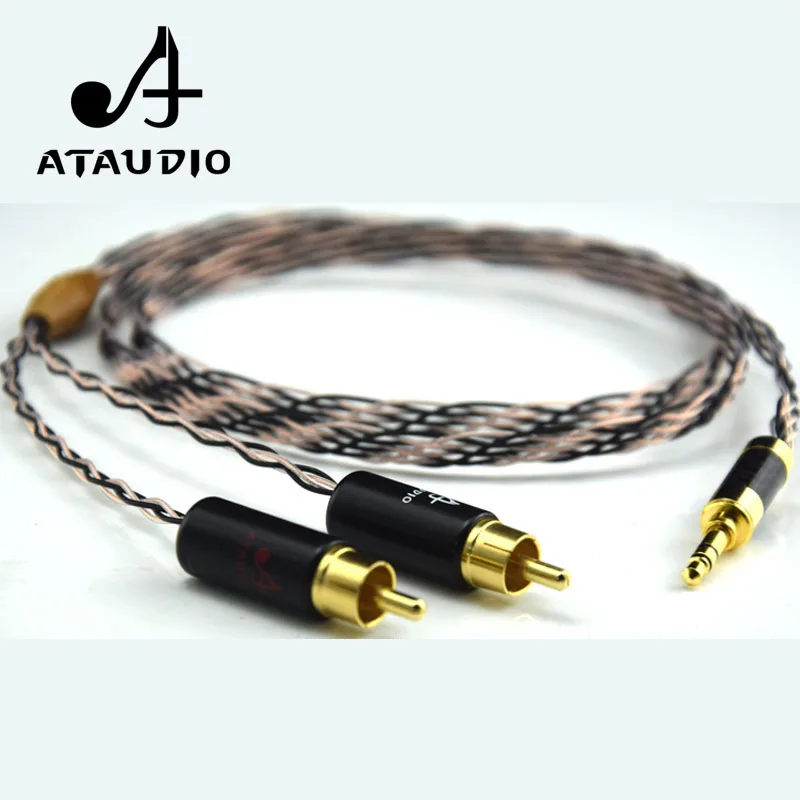 

Кабель ATAUDIO Hifi 3,5 мм на 2RCA, медь и серебро, разъем 3,5 дюйма на RCA кабель