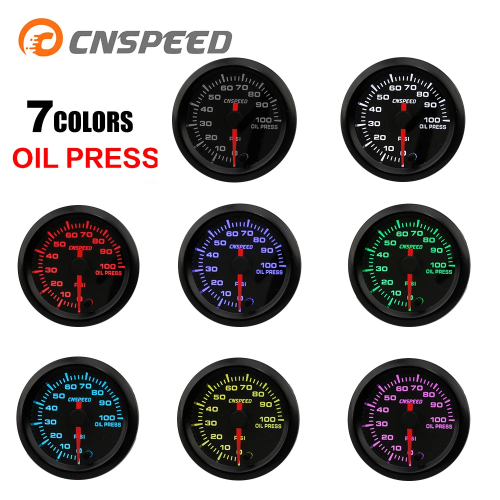 Манометр для масла CN SPEED Auto 2 дюйма 52 мм измеритель давления 0 100psi 7 цветов