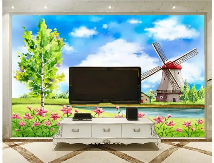 Custom 3d tv wallpapers and backgrounds murals Modern ceramic tile mural TV setting wall scenery wallpaper for living room | Обустройство